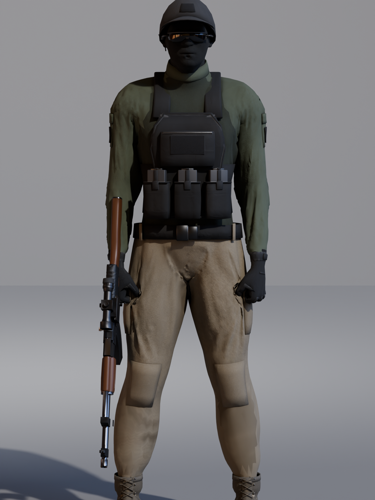 Rifle pose, front