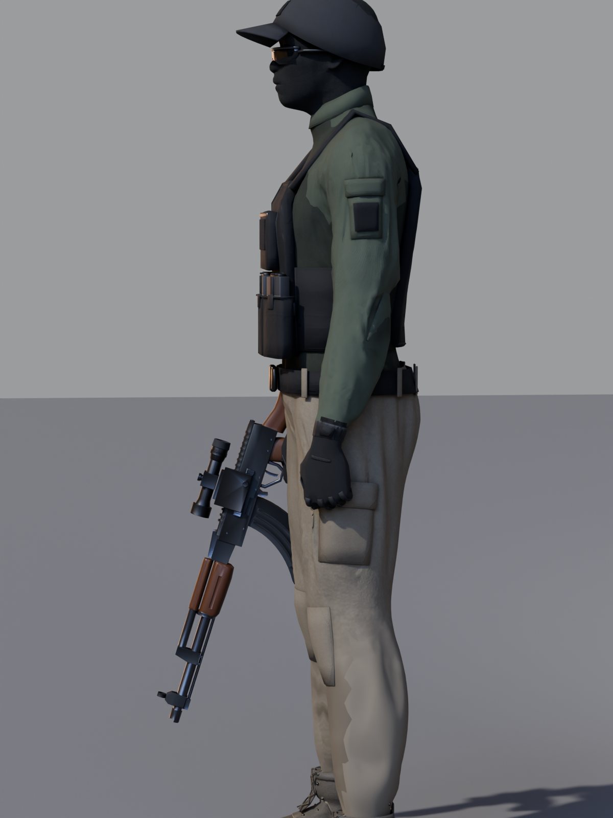 Rifle pose, side